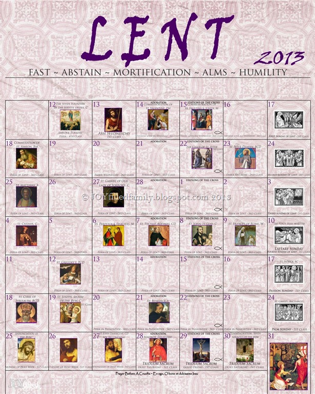 2013 Lenten Calendar