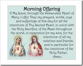 Immaculate Heart of Mary & Sacred Heart of Jesus with blue - Morning Offering Pillow Case image