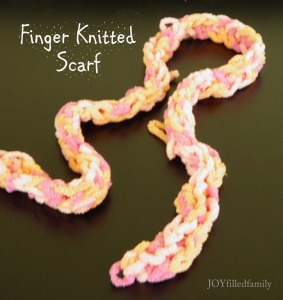 finger knitted scarf