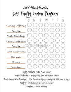 JOYfilledfamily Lenten Program Chart
