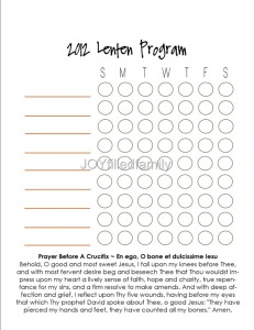 JOYfilledfamily Personal Lenten Program Chart - Blank