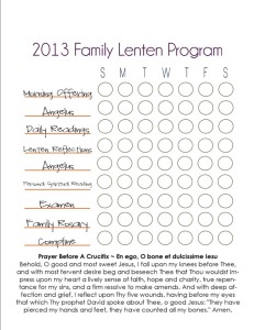 2013 JOYfilledfamily Lenten Program Chart - family