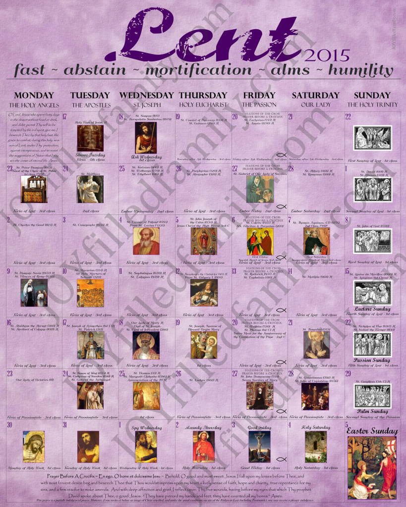 2015 Lenten Calendar JOYfilledfamily