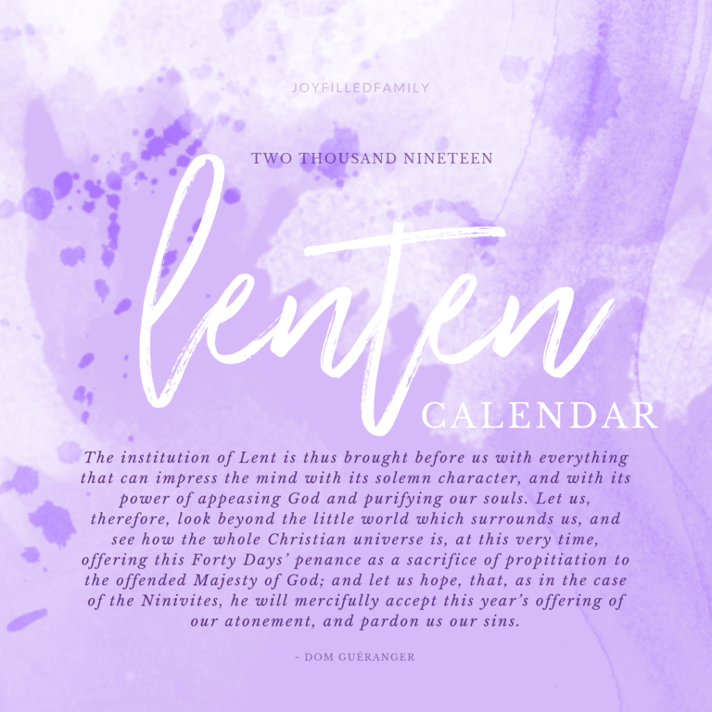 Lenten Calendar 2019